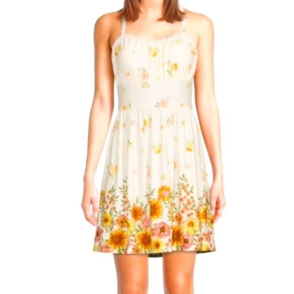 No Boundaries Junior's Sweetheart border Print Dress - Picture 2 of 4